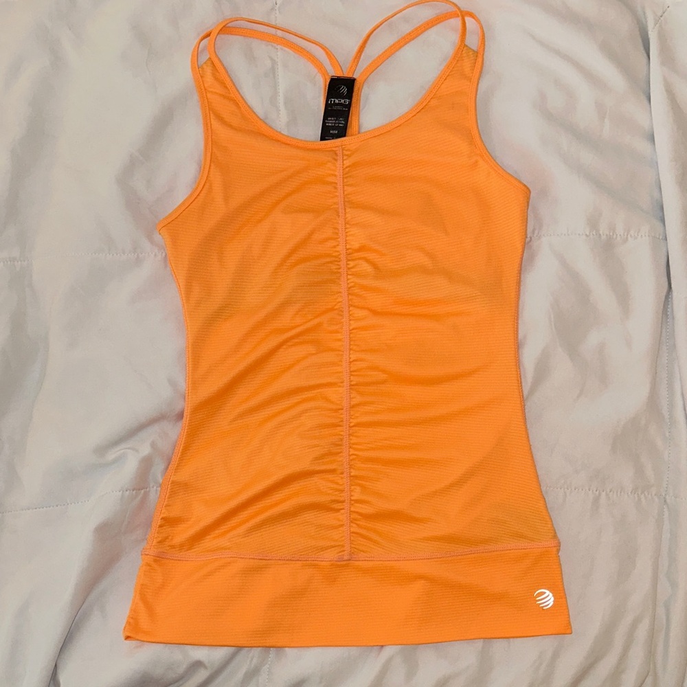MPG Vibrant Orange Tank Top w/ shelf bra Athletic Size:M Sports Gym Play medium